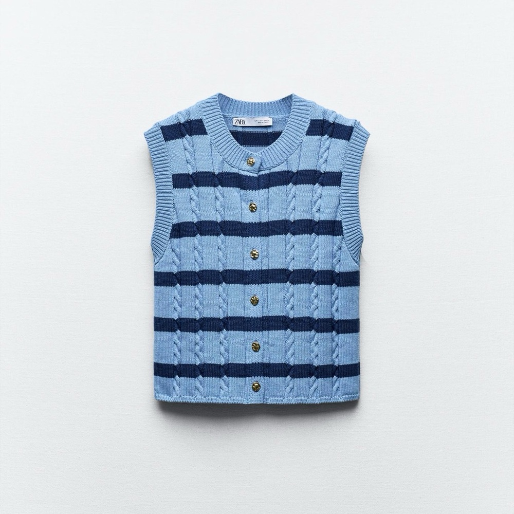 Zara Striped Woven Knit Top